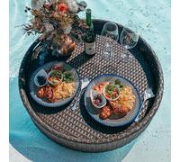 RRrawgff Pool Floating Tray,Floating Food Tray For Pool,Load Bearing 5-7kg Environmentally Friendly Pe Teng,Hand-Woven,Suitable For Outdoor Swimming Pools In B&Bs And Hotels,Apricot-leaf