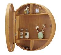 RRrawgff Round Bathroom Mirror Cabinet, Wall Mounted Bathroom Storage Cabinet with Mirror Medicine Cabinet Wooden Frame Medicine Cabinets Surface Mounted Wall Medicine Cabinet Mirror