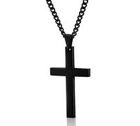 RRRIOT Necklaces For Women Fashion Cross Necklace Women Men Stainless Steel Christian Charm Necklace Boys Girls Punk Jewelry Gifts-Black,A