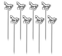 RRRuo Horse Cocktail Reusable Picks Martini Picks Fruit Toothpicks for Appetizers Olives Brandied Cherries Skewers 8 pieces (Silver)