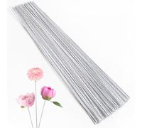 Rrshnsgv 100 Pcs 14 Inch 18 Gauge White Paper Wrapped Floral Stem Wire, lkygy Part Number, for Paper Flower DIY, Flower Arrangement Accessories