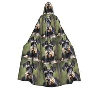 RRSZCC Adorable Schnauzer Witch Cloak Halloween Hooded Cape Queen King Robe Outfit Renaissance Medieval Costume Cape Cosplay Costume