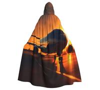 RRSZCC Airplane At Sunset Witch Cloak Halloween Hooded Cape Queen King Robe Outfit Renaissance Medieval Costume Cape Cosplay Costume