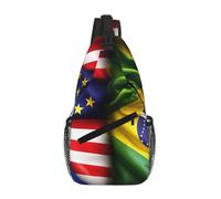 RRSZCC American And Brazilian Flags Sling Chest Bag For Men And Women Small Shoulder Bag Waterproof Mini Crossbody Daypack For Hiking