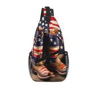 RRSZCC American Flag With Cowboy Boots Sling Chest Bag For Men And Women Small Shoulder Bag Waterproof Mini Crossbody Daypack For Hiking