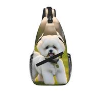 RRSZCC Bichon Frise Dog On The Grass Sling Chest Bag For Men And Women Small Shoulder Bag Waterproof Mini Crossbody Daypack For Hiking