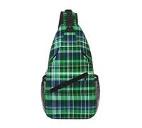 RRSZCC Blue And Green Scottish Tartan Sling Chest Bag For Men And Women Small Shoulder Bag Waterproof Mini Crossbody Daypack For Hiking