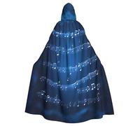RRSZCC Blue Musical Notes Witch Cloak Halloween Hooded Cape Queen King Robe Outfit Renaissance Medieval Costume Cape Cosplay Costume
