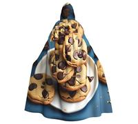 RRSZCC Cookies Food Chocolate Chips Biscuits Witch Cloak Halloween Hooded Cape Queen King Robe Outfit Renaissance Medieval Costume Cape Cosplay Costume