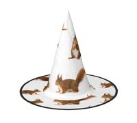 RRSZCC Cute Squirrel Print Halloween Witch Hat, Witch Costume Accessory For Halloween Cosplay Party Holiday Decoration