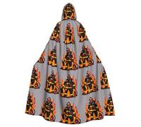 RRSZCC Firefighter Fireman Witch Cloak Halloween Hooded Cape Queen King Robe Outfit Renaissance Medieval Costume Cape Cosplay Costume