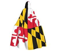 RRSZCC Flag Of Maryland Witch Cloak Halloween Hooded Cape Queen King Robe Outfit Renaissance Medieval Costume Cape Cosplay Costume