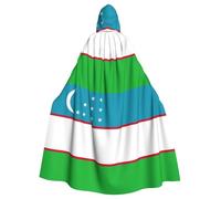 RRSZCC Flag Of The Republic Of Uzbekistan Witch Cloak Halloween Hooded Cape Queen King Robe Outfit Renaissance Medieval Costume Cape Cosplay Costume