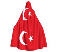 RRSZCC Flag Of Turkey Witch Cloak Halloween Hooded Cape Queen King Robe Outfit Renaissance Medieval Costume Cape Cosplay Costume