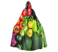 RRSZCC Fresh Vegetables Fruits Witch Cloak Halloween Hooded Cape Queen King Robe Outfit Renaissance Medieval Costume Cape Cosplay Costume
