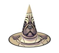RRSZCC Funny Cartoon Pug Puppy Dogs Print Halloween Witch Hat, Witch Costume Accessory For Halloween Cosplay Party Holiday Decoration