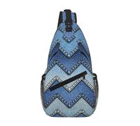 RRSZCC Gradient Blue Denim Sling Chest Bag For Men And Women Small Shoulder Bag Waterproof Mini Crossbody Daypack For Hiking