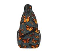 RRSZCC Heaps Of Orange Monarch Butterflies Sling Chest Bag For Men And Women Small Shoulder Bag Waterproof Mini Crossbody Daypack For Hiking