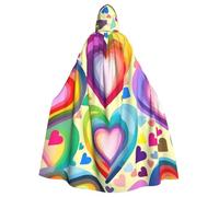 RRSZCC Hearts In Rainbow Colors Witch Cloak Halloween Hooded Cape Queen King Robe Outfit Renaissance Medieval Costume Cape Cosplay Costume