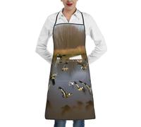 RRSZCC Hunting Flying Wild Ducks Chef Aprons Kitchen Cooking Aprons For Women With 2 Pockets, Adjustable Bib Aprons, Water Oil Resistant