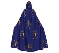 RRSZCC Indiana State Flag Witch Cloak Halloween Hooded Cape Queen King Robe Outfit Renaissance Medieval Costume Cape Cosplay Costume