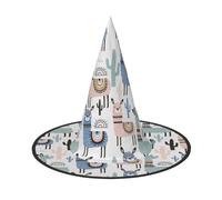 RRSZCC Llama Alpaca Cactus Print Halloween Witch Hat, Witch Costume Accessory For Halloween Cosplay Party Holiday Decoration