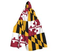 RRSZCC Maryland State Flag Witch Cloak Halloween Hooded Cape Queen King Robe Outfit Renaissance Medieval Costume Cape Cosplay Costume