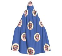 RRSZCC Minnesota State Flag Witch Cloak Halloween Hooded Cape Queen King Robe Outfit Renaissance Medieval Costume Cape Cosplay Costume