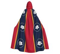 RRSZCC Mississippi State Flag Witch Cloak Halloween Hooded Cape Queen King Robe Outfit Renaissance Medieval Costume Cape Cosplay Costume