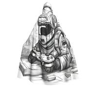 RRSZCC Monochrome Sketch Style Gaming Witch Cloak Halloween Hooded Cape Queen King Robe Outfit Renaissance Medieval Costume Cape Cosplay Costume