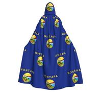 RRSZCC Montana State Flag Witch Cloak Halloween Hooded Cape Queen King Robe Outfit Renaissance Medieval Costume Cape Cosplay Costume