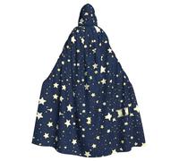 RRSZCC Navy Blue Sky And Star Witch Cloak Halloween Hooded Cape Queen King Robe Outfit Renaissance Medieval Costume Cape Cosplay Costume