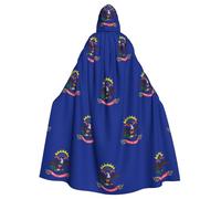 RRSZCC North Dakota State Flag Witch Cloak Halloween Hooded Cape Queen King Robe Outfit Renaissance Medieval Costume Cape Cosplay Costume