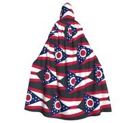 RRSZCC Ohio State Flag Witch Cloak Halloween Hooded Cape Queen King Robe Outfit Renaissance Medieval Costume Cape Cosplay Costume