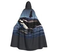 RRSZCC Orca Killer Whale Print Witch Cloak Halloween Hooded Cape Queen King Robe Outfit Renaissance Medieval Costume Cape Cosplay Costume