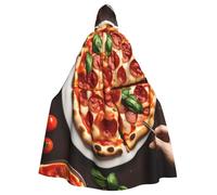 RRSZCC Pizza Food Witch Cloak Halloween Hooded Cape Queen King Robe Outfit Renaissance Medieval Costume Cape Cosplay Costume