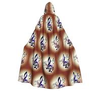 RRSZCC Purple Music Notes Witch Cloak Halloween Hooded Cape Queen King Robe Outfit Renaissance Medieval Costume Cape Cosplay Costume
