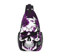 RRSZCC Purple Rose Skeleton Sling Chest Bag For Men And Women Small Shoulder Bag Waterproof Mini Crossbody Daypack For Hiking
