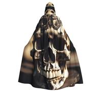 RRSZCC Skull Rock Roll Skeleton Bone Witch Cloak Halloween Hooded Cape Queen King Robe Outfit Renaissance Medieval Costume Cape Cosplay Costume