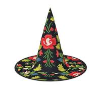 RRSZCC Ukrainian Embroidery Style Rose Print Halloween Witch Hat, Witch Costume Accessory For Halloween Cosplay Party Holiday Decoration