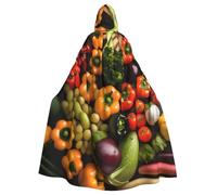 RRSZCC Variety Fresh Vegetables Fruits Witch Cloak Halloween Hooded Cape Queen King Robe Outfit Renaissance Medieval Costume Cape Cosplay Costume
