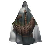 RRSZCC Vikings Boat Witch Cloak Halloween Hooded Cape Queen King Robe Outfit Renaissance Medieval Costume Cape Cosplay Costume