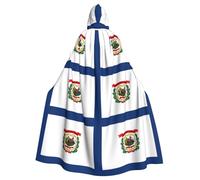 RRSZCC West Virginia State Flag Witch Cloak Halloween Hooded Cape Queen King Robe Outfit Renaissance Medieval Costume Cape Cosplay Costume