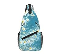 RRSZCC White Blue Daisy Sling Chest Bag For Men And Women Small Shoulder Bag Waterproof Mini Crossbody Daypack For Hiking