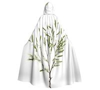 RRSZCC White Natural Plant Green Twig Witch Cloak Halloween Hooded Cape Queen King Robe Outfit Renaissance Medieval Costume Cape Cosplay Costume