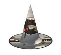 RRSZCC World War 2 Airplane Print Halloween Witch Hat, Witch Costume Accessory For Halloween Cosplay Party Holiday Decoration