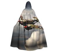 RRSZCC World War 2 Airplane Witch Cloak Halloween Hooded Cape Queen King Robe Outfit Renaissance Medieval Costume Cape Cosplay Costume