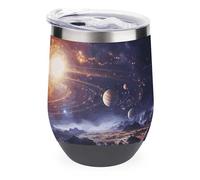 Rrtsmsgh 12oz Stainless Steel Insulated Coffee Mug with Lid - Outer Space Galaxy Universe Tumbler Double Wall Vacuum Travel Mug for Hot & Cold Drinks, Leak Proof Coffee Cup for Office, Home, Gift