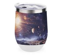 Rrtsmsgh 12oz Stainless Steel Insulated Coffee Mug with Lid - Outer Space Galaxy Universe Tumbler Double Wall Vacuum Travel Mug for Hot & Cold Drinks, Leak Proof Coffee Cup for Office, Home, Gift
