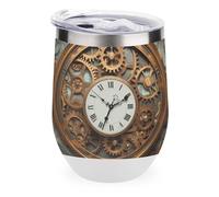 Rrtsmsgh 12oz Stainless Steel Insulated Coffee Mug with Lid - Rusty Steampunk Clock Tumbler Double Wall Vacuum Travel Mug for Hot & Cold Drinks, Leak Proof Coffee Cup for Office, Home, Gift